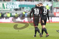 2. Bundesliga - Fußball - FC Ingolstadt 04 - SpVgg Greuther Fürth - Tor Jubel 1:0 Sonny Kittel (10, FCI) mit Marcel Gaus (19, FCI)