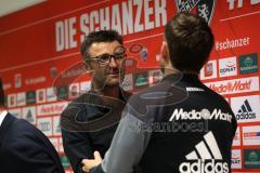 2. Bundesliga - Fußball - FC Ingolstadt 04 - 1. FC Nürnberg - nach dem Spiel Cheftrainer Michael Köllner (FCN) und Cheftrainer Stefan Leitl (FCI)