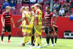 2. BL - Saison 2017/2018 - FC Ingolstadt 04 - 1. FC Union Berlin - Tobias Schröck (#21 FCI) - Marvin Matip (#34 FCI) im Strafraum - Foto: Meyer Jürgen