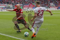 2. BL - Saison 2017/2018 - FC Ingolstadt 04 -1. FC Nürnberg - Tobias Levels (#3 FCI) - Leibold Tim (#23 Nürnberg) - Foto: Meyer Jürgen