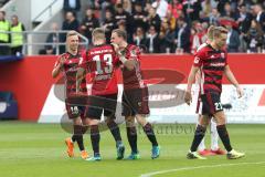 2. Bundesliga - Fußball - FC Ingolstadt 04 - 1. FC Nürnberg - Tor 1:0 Jubel Robert Leipertz (13, FCI) mit Sonny Kittel (10, FCI) Marcel Gaus (19, FCI)