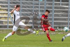 Regionalliga Bayern - Saison 2017/2018 - FC Ingolstadt 04 II - VFR Garching - Michael Senger rot FCI II - Dominik Hepp weiss Garching - Foto: Meyer Jürgen