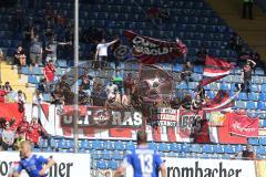 2. Bundesliga - Arminia Bielefeld - FC Ingolstadt 04 - mitgereiste Ingolstadt Fans Kurve Fahne Jubel