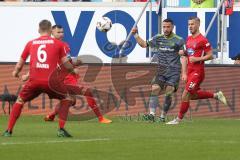 2. Bundesliga - Fußball - 1. FC Heidenheim - FC Ingolstadt 04 - rechts Flanke Fatih Kaya (36, FCI) Niklas Dorsch (HDH 36) Patrick  Mainka (HDH 6)
