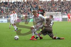 2. Bundesliga - FC St. Pauli - FC Ingolstadt 04 - Konstantin Kerschbaumer (7, FCI) Marvin Knoll (5 Pauli)