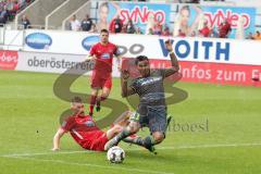 2. Bundesliga - Fußball - 1. FC Heidenheim - FC Ingolstadt 04 - Darío Lezcano (11, FCI) wird von den Füßen geholt, Patrick  Mainka (HDH 6)