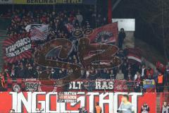2. Bundesliga - 1. FC Union Berlin - FC Ingolstadt 04 - Ingolstadt Fans Kurve Jubel Fahnen Banner