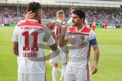 2. Bundesliga - Fußball - Darío Lezcano (11, FCI)  wird gefoult - Elfmeter - Almog Cohen (8, FCI)  - Jubel - Thomas Pledl (30, FCI)  - 0:2 Führungstreffer - SV Wehen Wiesbaden - FC Ingolstadt 04 -