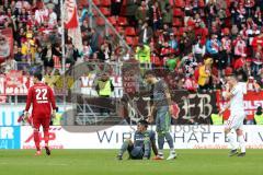 2. Bundesliga - FC Ingolstadt 04 - 1. FC Köln - Spiel ist aus, Sieg für Köln 1:2, Torwart Philipp Tschauner (41, FCI) Darío Lezcano (11, FCI) Mergim Mavraj (15, FCI), Clemens, Christian (17 Köln)