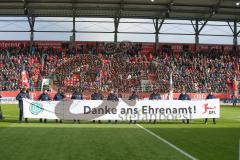 Regionalliga Bayern - Saison 2018/2019 - FC Ingolstadt 04 II - Hamburger SV - Banner - Spruchband - Danke an das Ehrenamt - Fans - Foto: Meyer Jürgen