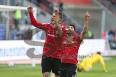 2. BL - Saison 2018/2019 - FC Ingolstadt 04 - DSC Arminia Bielefeld - Der 1:0 Führungstreffer durch Almog Cohen (#8 FCI) - Stefan Kutschke (#20 FCI) - Jubel - Foto: Meyer Jürgen