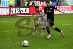 2. BL - Saison 2018/2019 - FC Ingolstadt 04 - MSV Duisburg - Paulo Otavio (#6 FCI) - Andreas Wiegel (#7 Duisburg) - Foto: Meyer Jürgen