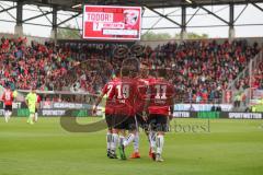 2. Bundesliga - Fußball - FC Ingolstadt 04 - SV Wehen Wiesbaden - Der 1:1 Ausgleichstreffer durch Konstantin Kerschbaumer (7, FCI) - jubel - Stefan Kutschke (20, FCI)  -