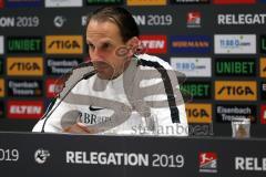2. Bundesliga - Relegation - FC Ingolstadt 04 - SV Wehen Wiesbaden - Pressekonferenz nach dem Spiel, Ingolstadt abgestiegen und Wiesbaden aufgestiegen, Cheftrainer Rüdiger Rehm (SVW)