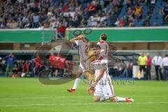 DFB-Pokal - SC Paderborn 07 - FC Ingolstadt 04 - Spiel ist aus, 2:1 Niederlage, Stefan Kutschke (20, FCI) Tobias Schröck (21, FCI) Konstantin Kerschbaumer (7, FCI) enttäuscht