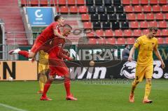 3. Liga - FC Ingolstadt 04 - SG Sonnenhof Großaspach - Elfmeter Tor Jubel Stefan Kutschke (30, FCI) mit Dennis Eckert Ayensa (7, FCI)