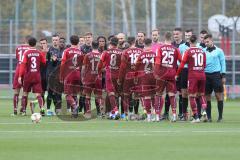 3. Fußball-Liga - Saison 2019/2020 - Testspiel - FC Ingolstadt 04 - VFR Aalen - Die Mannschaften begrüßen sich vor dem Spiel - Foto: Stefan Bösl