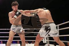 Gladiator Fightnight 3 - K1 Kickboxen - Weltmeisterschaft, Männer bis 83 kg, Avdili Burhan (Ingolstadt, weiß-orange Hose) gegen David Meduna (Tschechien, weiße Hose), Sieger KO 4. Runde Burhan Avdili