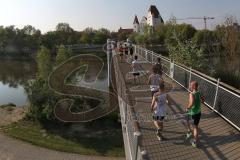 Halbmarathon Ingolstadt 2014 - Donausteg, hinten Neues Schloß