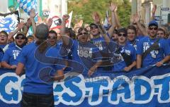 ERC Fan Invasion durch die Ingolstädter Innenstadt zur Saturn Arena