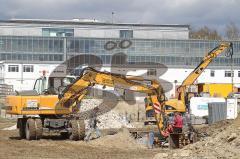 Abriss der Mauer - altes Gießereigelände in Ingolstadt an der Donaulände