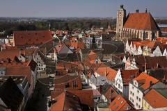 Ingolstadt Ansichten Stadtmitte vom Pfeifturm der Moritzkirche - links Dollstrasse, oben links Hohe Schule und rechts oben Münsterkirche