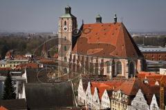 Ingolstadt Ansichten Stadtmitte vom Pfeifturm der Moritzkirche - Münsterkirche und links Kreuztor