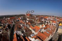 Ingolstadt Ansichten Stadtmitte vom Pfeifturm der Moritzkirche - links Dollstrasse und oben mittig das Münster