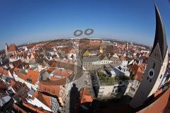 Ingolstadt Ansichten Stadtmitte vom Pfeifturm der Moritzkirche - Moritzkirche rechts, mitte Harderstrasse und links Münster