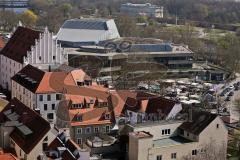 Ingolstadt Ansichten Stadtmitte vom Pfeifturm der Moritzkirche - links oben Herzogkasten und mitte oben Stadttheater