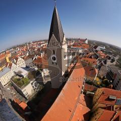 Ingolstadt Ansichten Stadtmitte vom Pfeifturm der Moritzkirche - Fischauge Moritzkirche