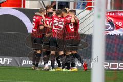 3.Liga - Saison 2022/2023 - FC Ingolstadt 04 -  SV Meppen - Der 1:0 Führungstreffer durch Patrick Schmidt (Nr.9 - FCI) - jubel - Foto: Meyer Jürgen