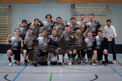 2. Floorball Bundesliga Süd/West - Schanzer Ducks ESV - FC Rennsteig Avalanche, 11:3; Sieg Jubel Mannschaftsfoto, von oben links, Michael Graf (71 Ducks) Kevin Kleber (68 Ducks) Kraus David (28 Ducks) Anton Achatz (13 Ducks) Andreas Finkenzeller (10 Ducks