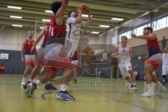 Basketball Bayernliga Herren - Saison 2026/27 - PSV Ingolstadt - TSV Milbertshofen - Aicinci Ahmed weiss Ingolstadt - Schnug Josua rot Milbertshofen - Göbel Fabian rot Milbertshofen #11 - Foto: Meyer Jürgen