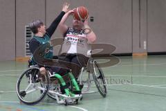 Rollstuhlbasketball —  Saison 2023/24 - Schanzer Wheelys - SV Reha Augsburg - Valentin Gmeiner Schanzer Wheelys  -  Sebastian Schunke #16 Augsburg - Foto: Meyer Jürgen