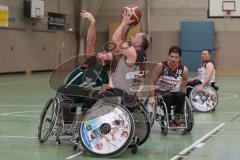 Rollstuhlbasketball —  Saison 2023/24 - Schanzer Wheelys - SV Reha Augsburg - Georg Sager Schanzer Wheelys  - Sebastian Schunke #16 Augsburg - Foto: Meyer Jürgen