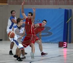 Basketball - MTV Ingolstadt - Nördlingen - Inder Verteidigung 7 S. Krayem hinten rechts A. Hoen