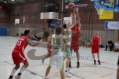 Basketball WestPark Baskets Ingolstadt - TSV München - Max Overmann  #5 beim Wurf - Sebastian Ebner #13 Ingolstadt - Foto: Jürgen Meyer