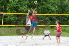 BVV Beach Masters (Kat 2) Ingolstadt - Kim Huber Beach4U blockt den Ball am Netz - Foto: Jürgen Meyer