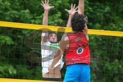 BVV Beach Masters (Kat 2) Ingolstadt - Kim Huber Beach4U blockt den Ball am Netz - Foto: Jürgen Meyer