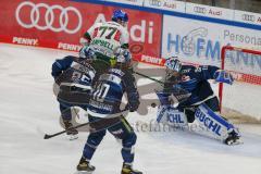 Penny DEL - Eishockey - Saison 2021/22 - ERC Ingolstadt - Augsburger Panther - Kevin Reich Torwart (#35 ERCI) - #ab77# - Mirko Höflin (#10 ERCI) - Leon Hüttl (#25 ERCI) -  Foto: Stefan Bösl