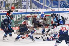 DEL; Playoffs; ERC Ingolstadt - Adler Mannheim; Halbfinale; Torchance Torwart Hawryluk Lucien (30) Marko Friedrich (67 ERC) Mirko Höfflin (10 - ERC) Korbinian Holzer (Nr.4 - Adler) 
