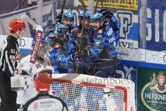 DEL; Playoffs; ERC Ingolstadt - EHC Redbull München; Tor Jubel Treffer 1:0 Krauß Philipp (8 ERC) Torwart Wolf Simon (25 RBM)