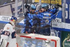 DEL; Playoffs; ERC Ingolstadt - EHC Redbull München; Tor Jubel Treffer 1:0 Krauß Philipp (8 ERC) Torwart Wolf Simon (25 RBM)