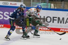 Penny DEL - Eishockey - Saison 2021/22 - ERC Ingolstadt - Augsburger Panther - Mirko Höflin (#10 ERCI) - Drew Leblanc (#19 Augsburg) -  Foto: Stefan Bösl