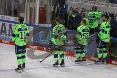 DEL - Eishockey - Saison 2020/21 - ERC Ingolstadt - Nürnberg Ice Tigers - Starting Six - Louis-Marc Aubry (#11 ERCI) - Mathew Bodie (#22 ERCI) - Petrus Palmu (#52 ERCI) - Morgan Ellis (#4 ERCI) - Foto: Jürgen Meyer