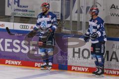 DEL - Eishockey - Saison 2020/21 - ERC Ingolstadt - Augsburger Panther - David Elsner (#61 ERCI) und Colton Jobke (#7 ERCI)  beim warm machen- Foto: Jürgen Meyer