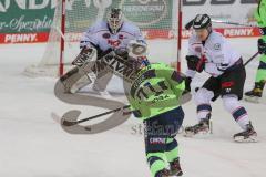 DEL - Eishockey - Saison 2020/21 - ERC Ingolstadt - Nürnberg Ice Tigers - Der 3:0 Führungstreffer durch Justin Feser (#71 ERCI) - Ilya Sharipov Torwart (43 Nürnberg) - jubel - Foto: Jürgen Meyer