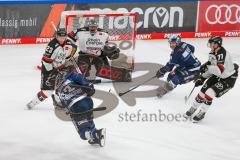 Penny DEL - Eishockey - Saison 2021/22 - ERC Ingolstadt - Kölner Haie - Mathew Bodie (#22 ERCI) - Justin Pogge Torwart (#49 Köln) - Frederik Storm (#9 ERCI) - Marcel Barinka (#71 Köln) -  Foto: Stefan Bösl