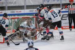 DEL - ERC Ingolstadt - Nürnberg Ice Tigers; Tor Jubel Treffer Samuel Soramies (28 - ERC) 1:0 Puck im Tor, Torwart Niklas Treutle (Nr.31 - Nürnberg Ice Tigers)Ryan Stoa (Nr.13 - Nürnberg Ice Tigers) Fabrizio Pilu (Nr.68 - Nürnberg Ice Tigers)